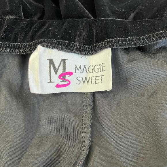 Vintage Maggie Sweet Black Elastic Waist Velvet Pull On Stretch Pants Plus 1X - Picture 3 of 11
